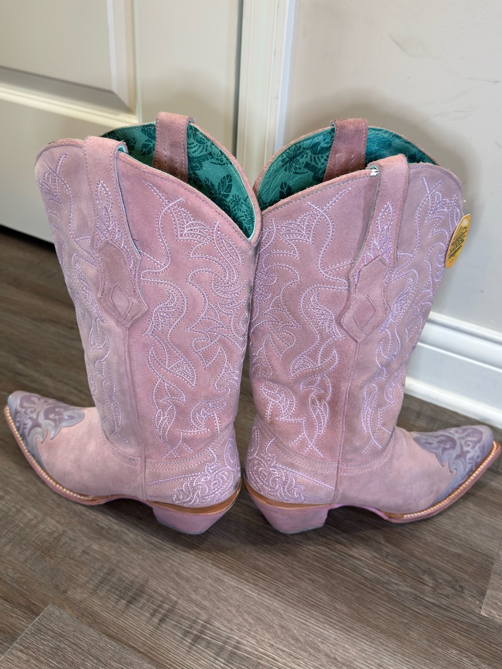 Corral Boots Embroidered Western Snip Toe Pink Purple Suede Cowboy Boots C4126 - Picture 5 of 11